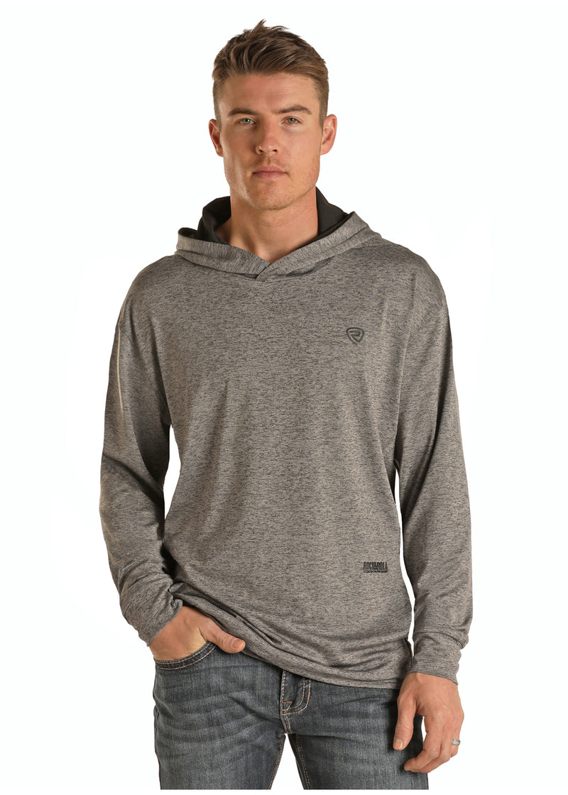 Mens Grey Active Hooded Shirt