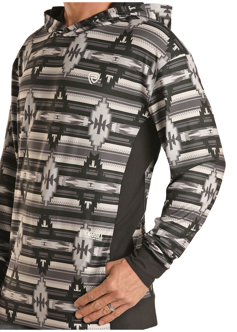 Mens Grey Aztec Active Pullover Shirt