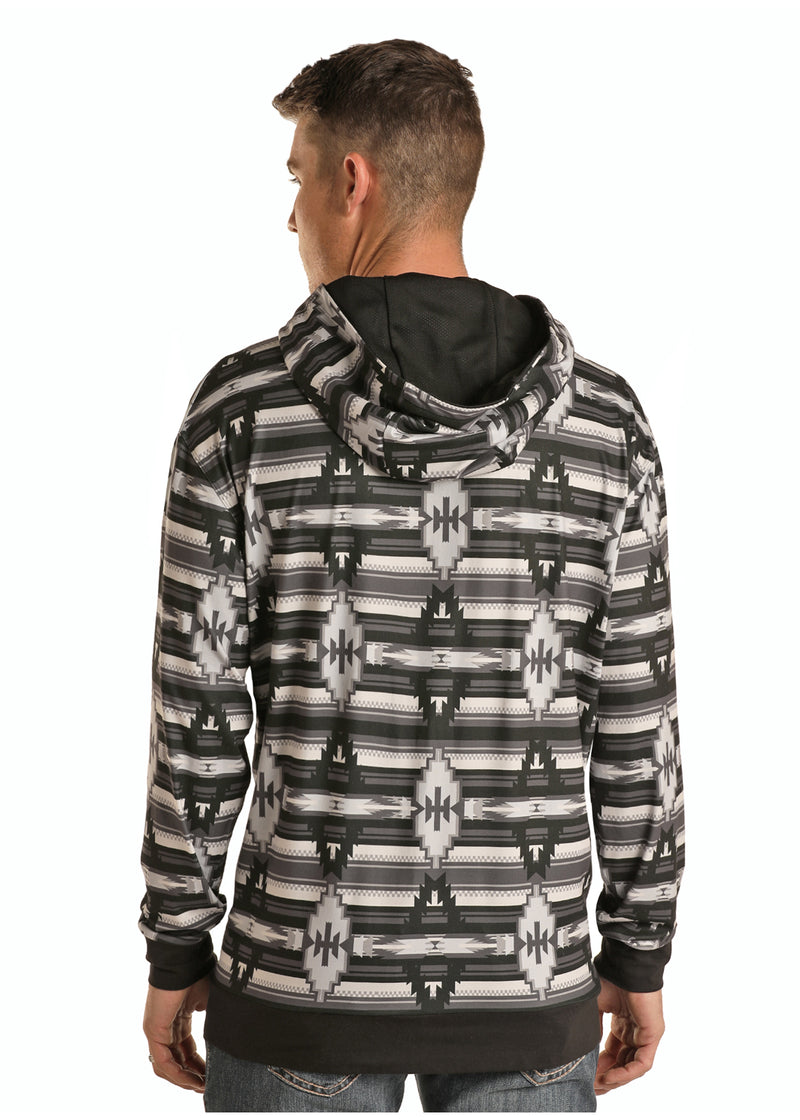 Mens Grey Aztec Active Pullover Shirt