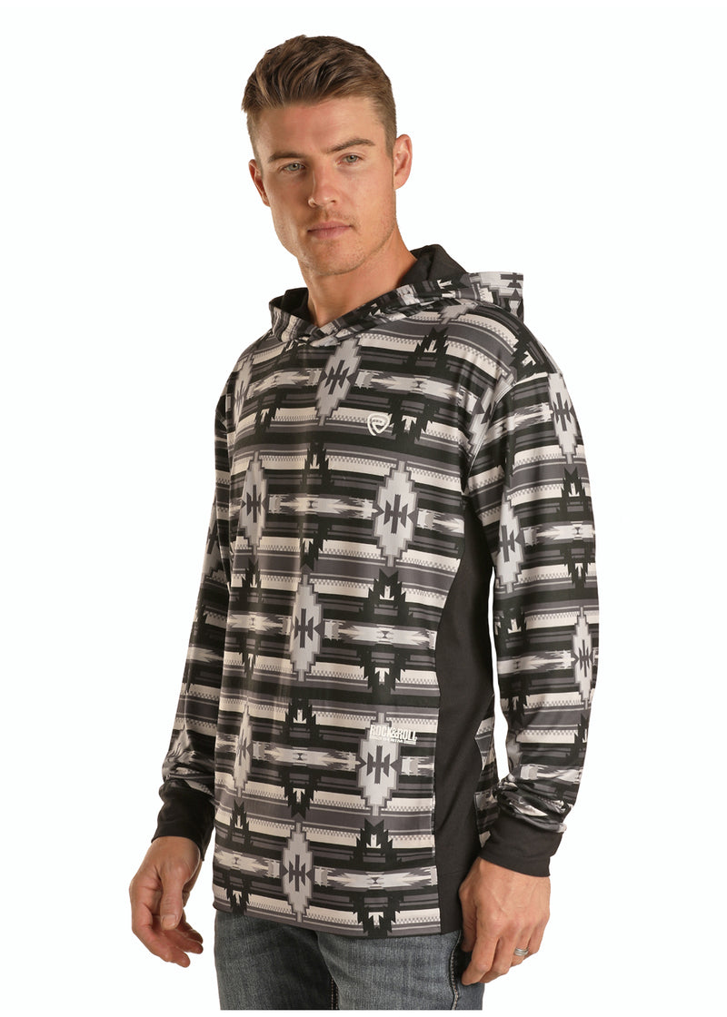 Mens Grey Aztec Active Pullover Shirt