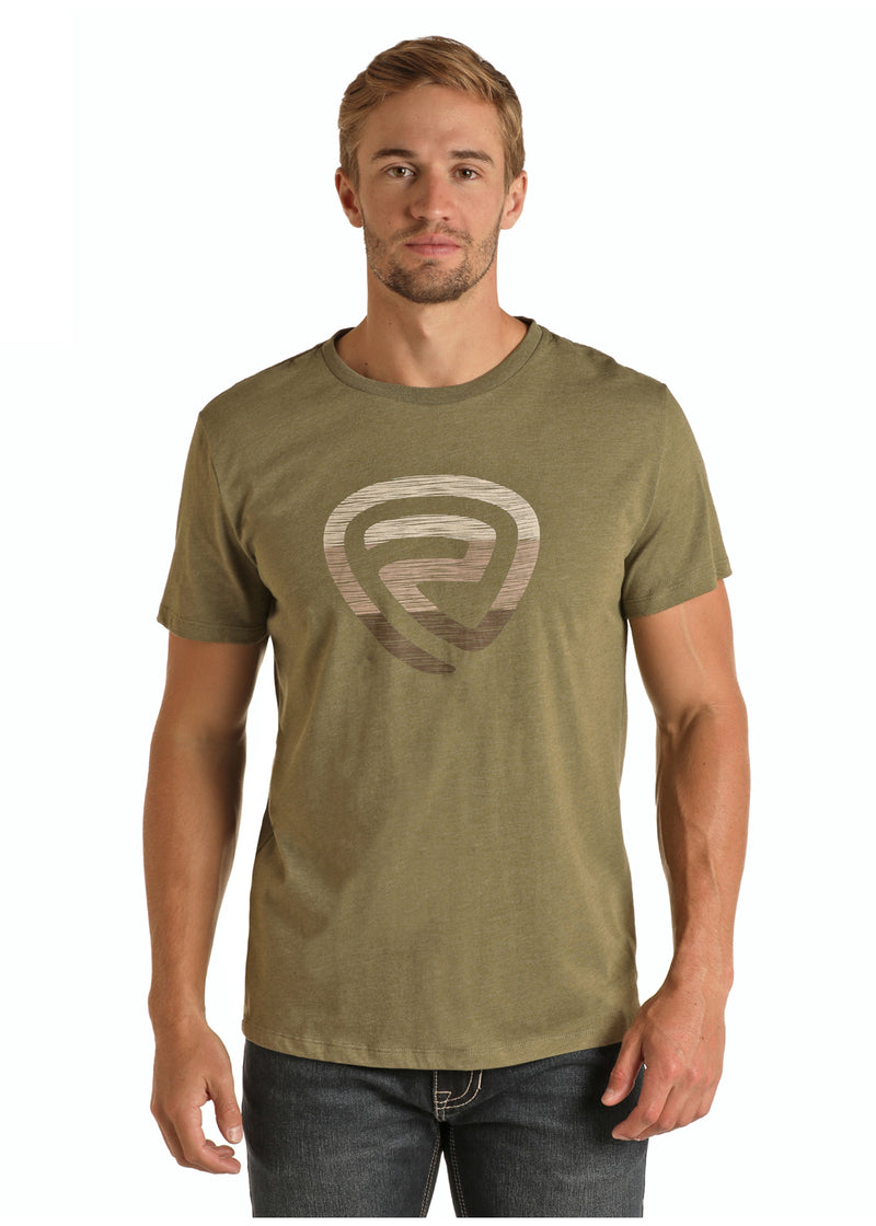 Mens Rock N Roll Denim Tee - Olive