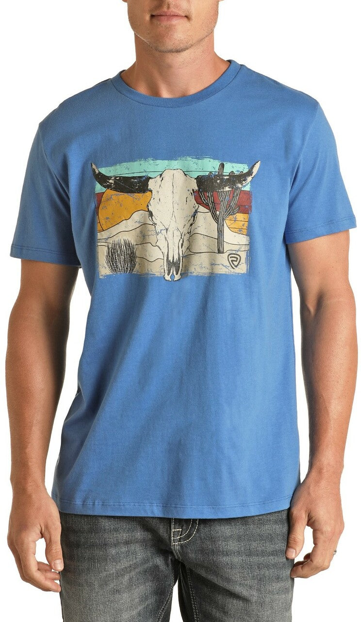 Mens Steerhead Graphic Blue Tee