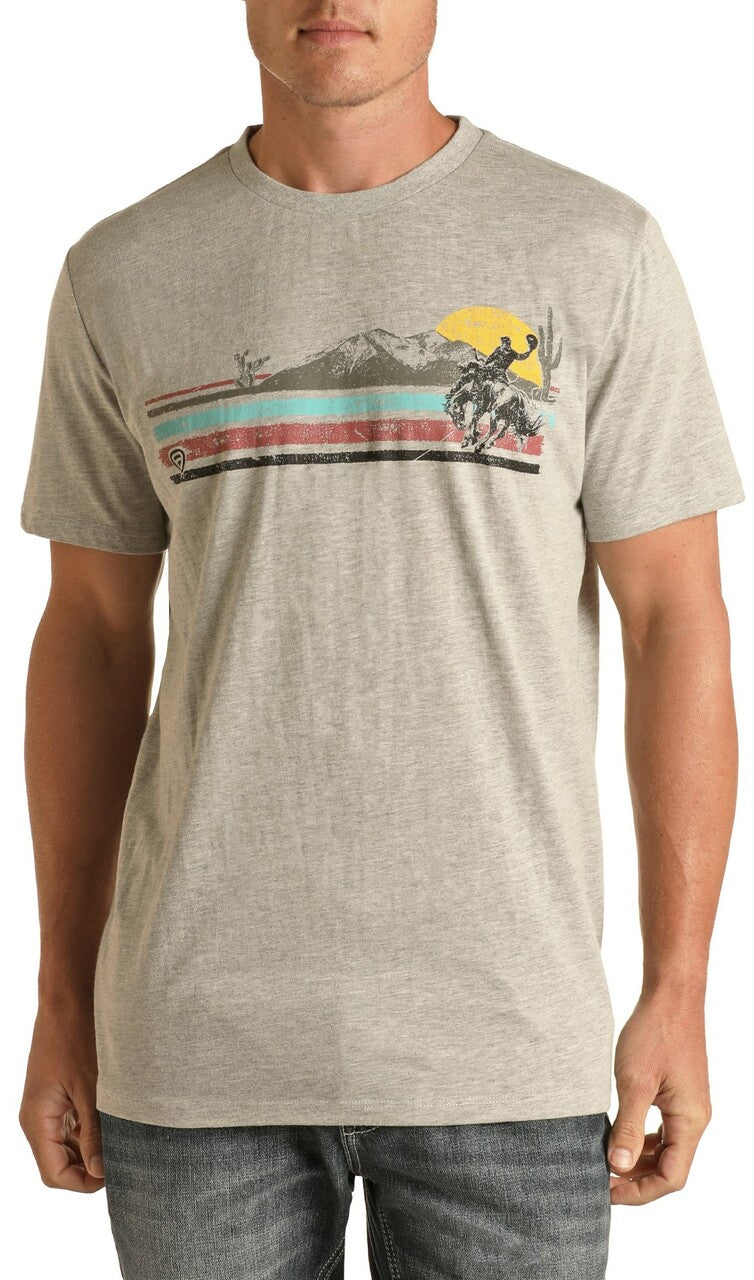 Mens Saddle Bronc Graphic Tee - Grey