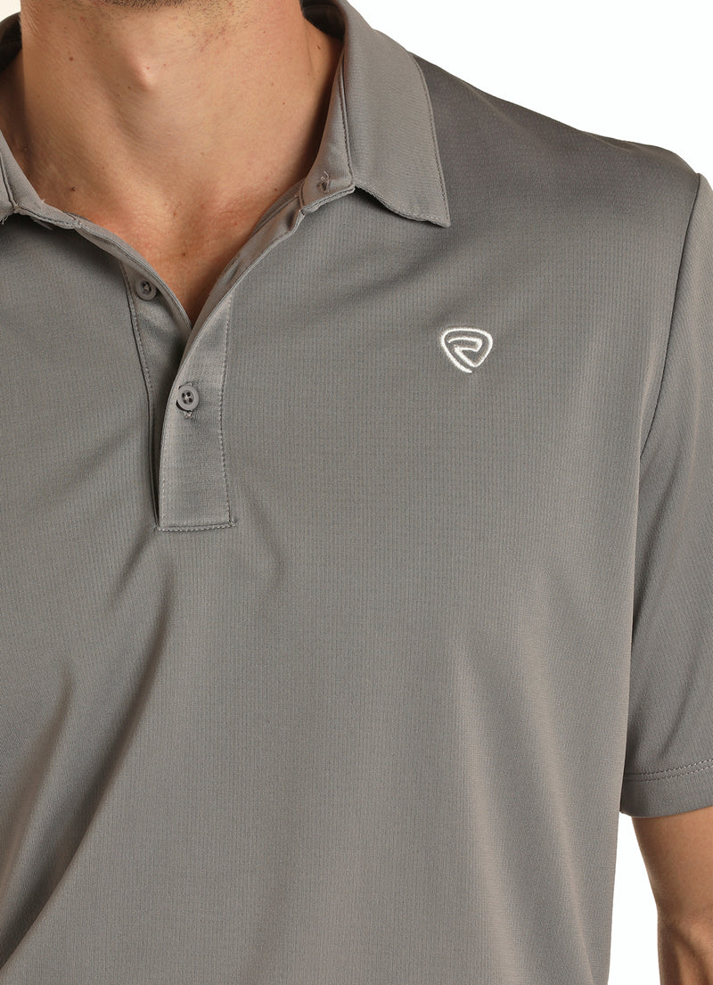 Mens Grey Performance Polo