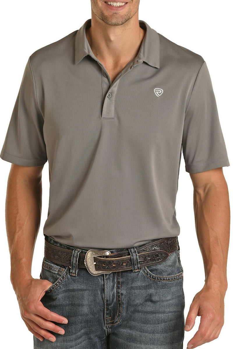 Mens Grey Performance Polo