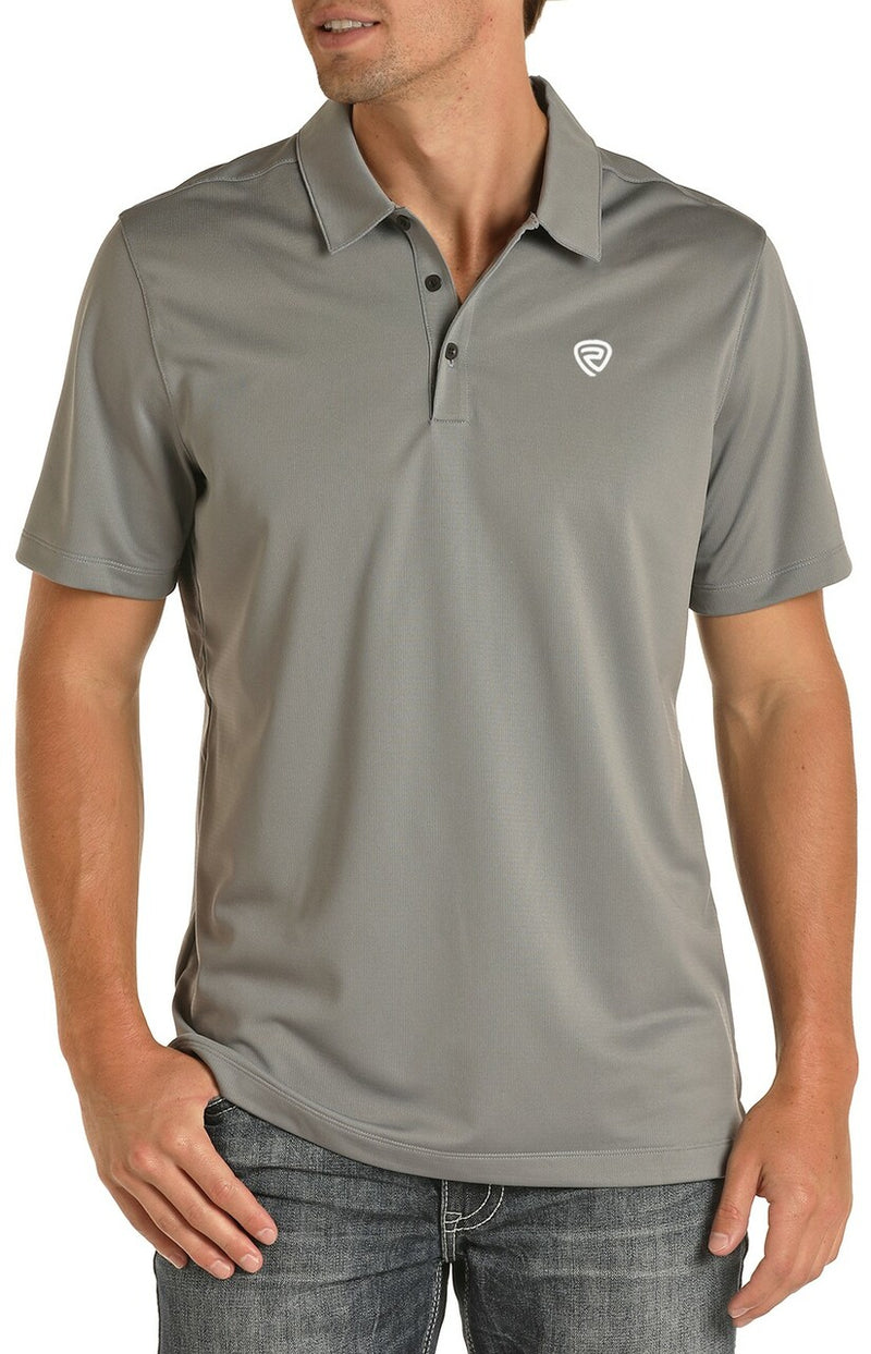 Mens Grey Performance Polo