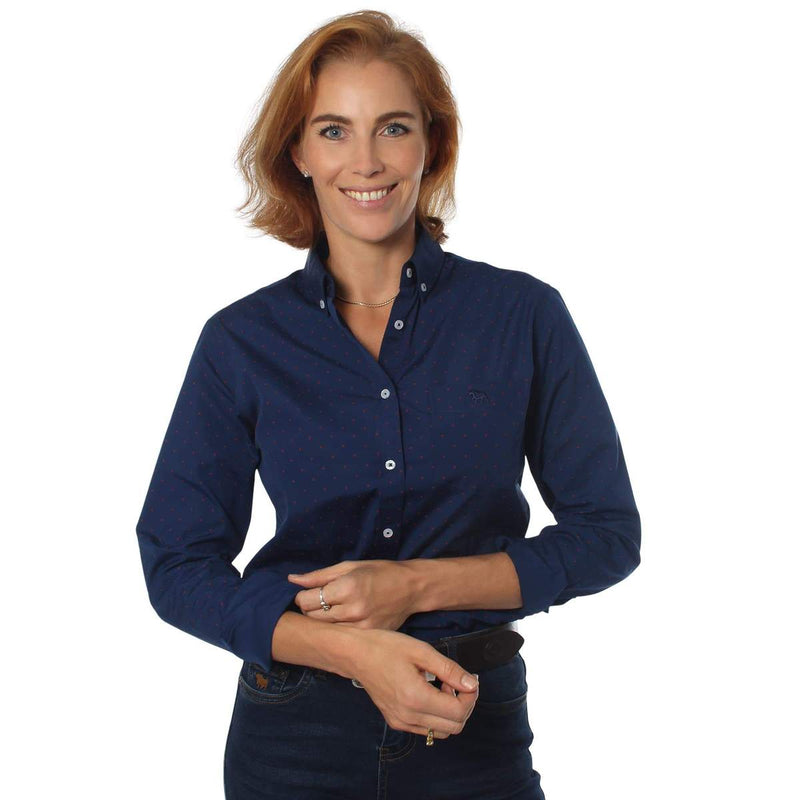 Womans Ringers Western Walton Dot Weave Dress Shirt - Navy
