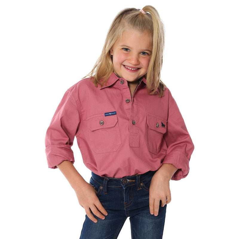 Kids Ringers Western Ord River Half Button Work Shirt Dusty Rose