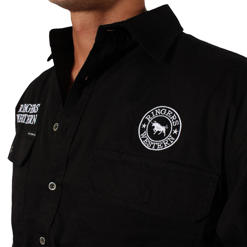 Ringers Western Hawkeye Mens Full Button Work Shirt Black