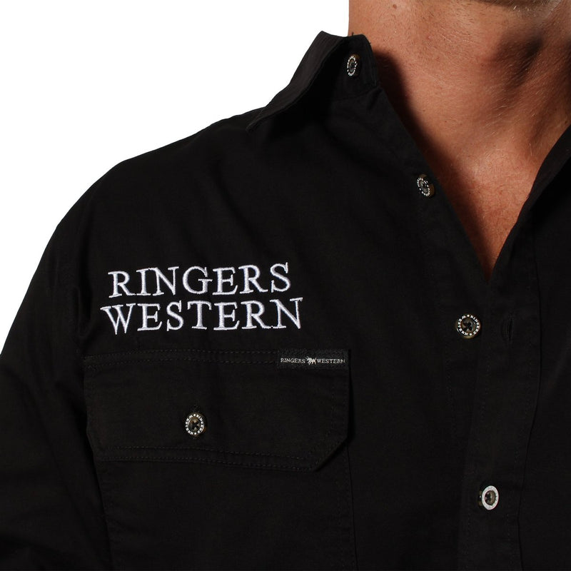 Ringers Western Hawkeye Mens Full Button Work Shirt Black