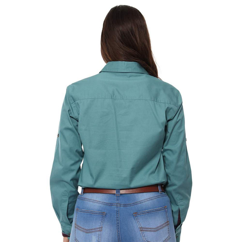 Pentecost River Womens Half Button Work Shirt - Dusty Jade