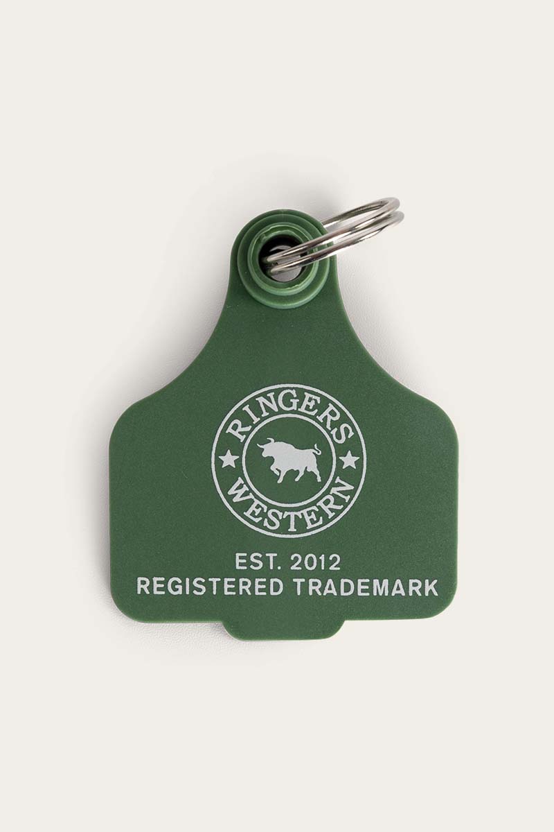 Ringers Western Cattle Tag Cactus Green Keyring