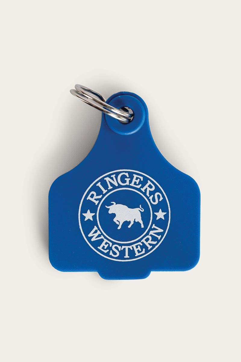 Ringers Western Cattle Tag Royal Blue Keyring