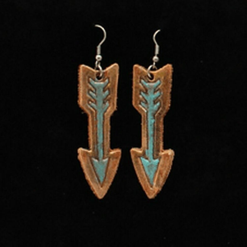 Turquoise Leather Arrow Earrings