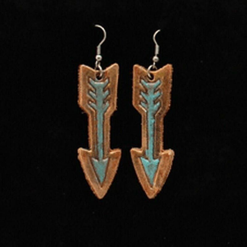 Turquoise Leather Arrow Earrings