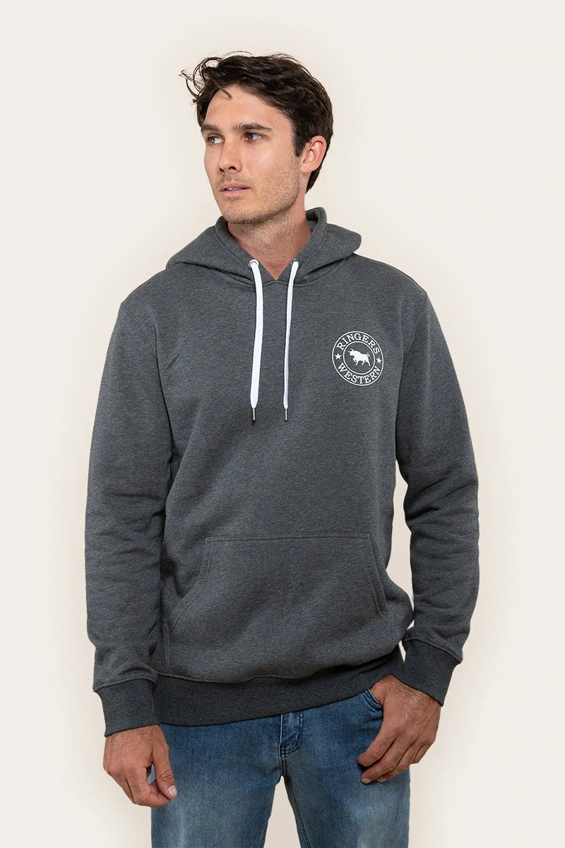 Ringers Western Signature Bull Mens Pullover Hoodie - Charcoal
