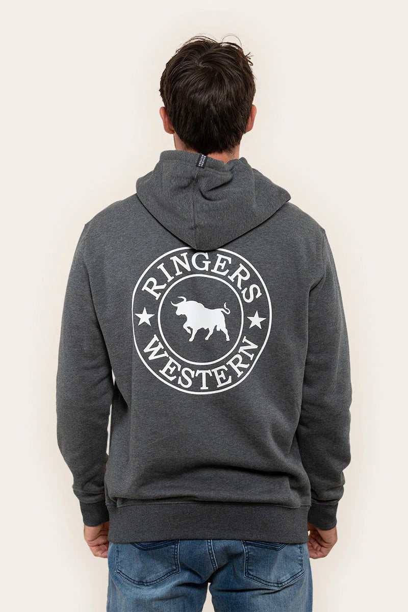 Ringers Western Signature Bull Mens Pullover Hoodie - Charcoal