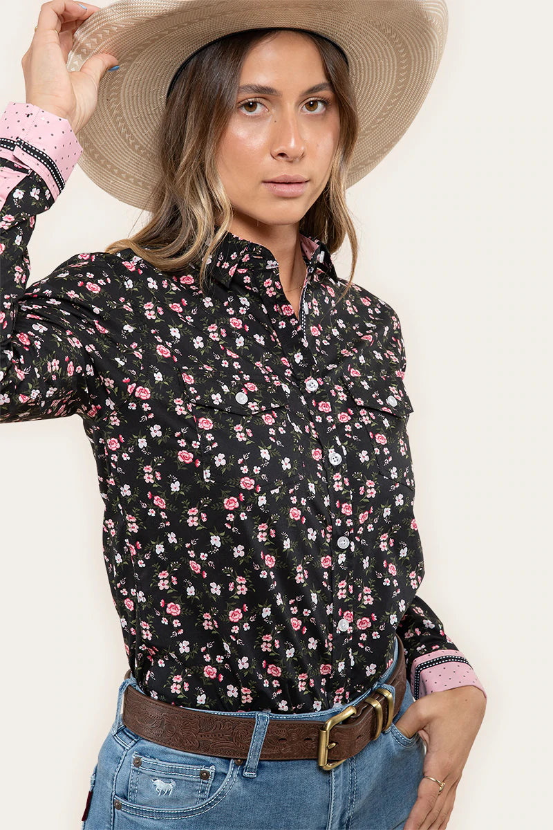 Womens Ringers Western Nikki Black Dahlia Semi Fitted Dress Shirt