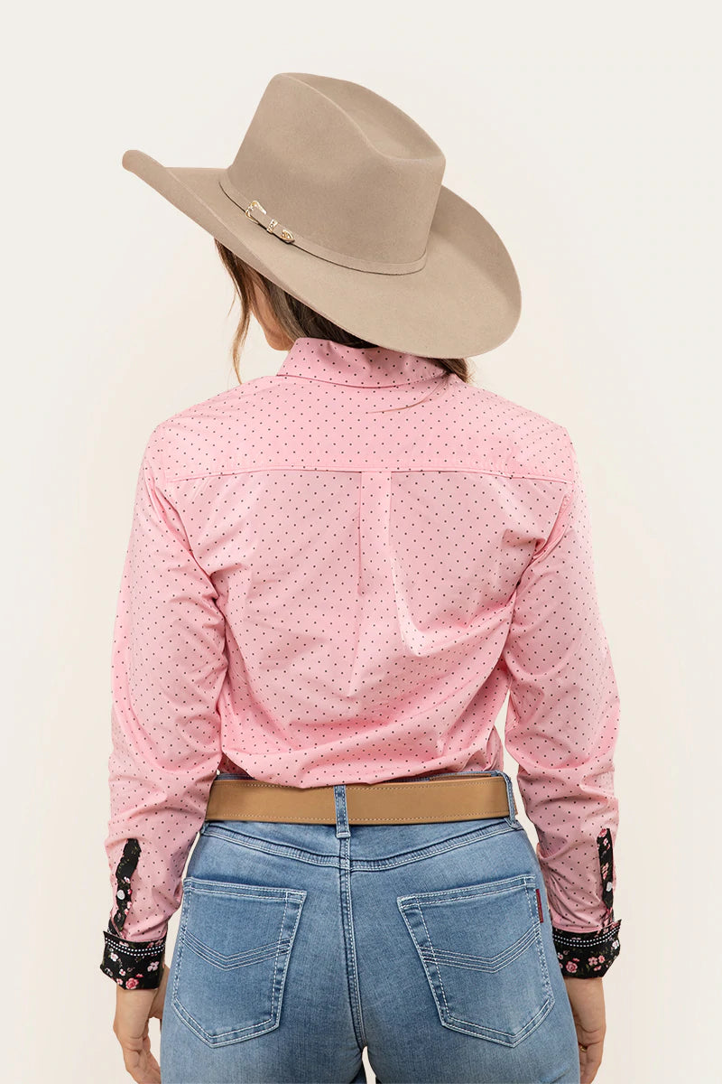 Womans Ringers Western Nikki Semi Fitted Shirt - Peach/Spot