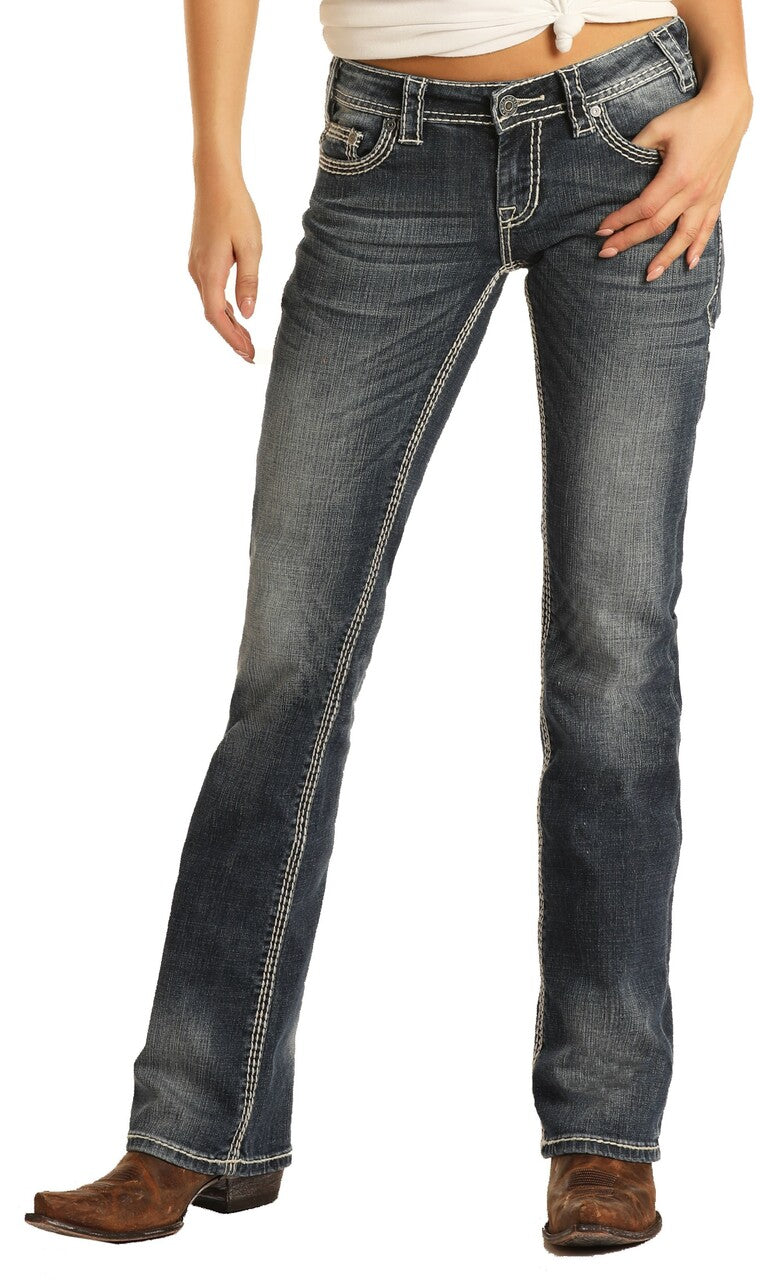 Womans Rock & Roll Cowgirl Midrise Stretch Riding Jean