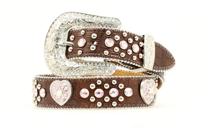 Girls Brown Heart Concho Western Belt DISCONTINUED SIZE 20" ONLY