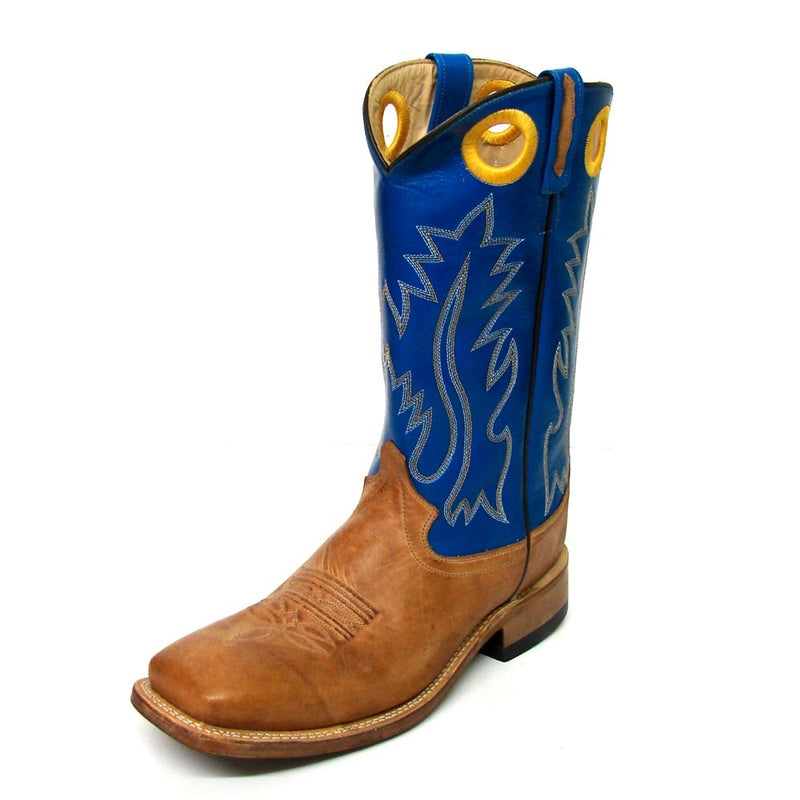 Mens Old West Blue Square Toe Western Boots