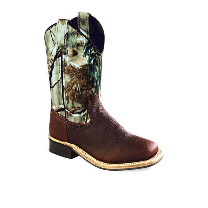Old West Youth Camo Square Toe Boots