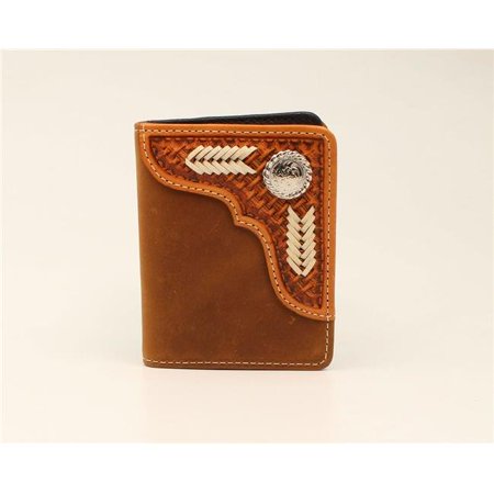 Mens Brown Corner Concho Bifold Wallet