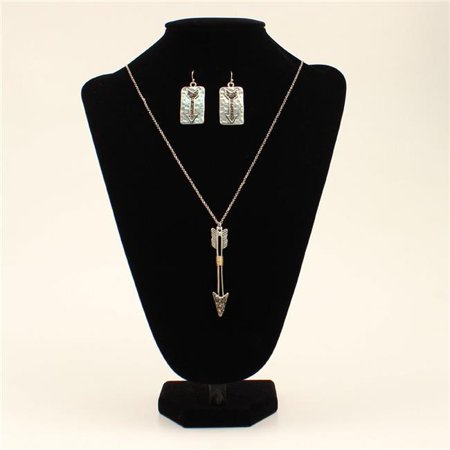 Silver Arrow Pendant Necklace and Earring Set