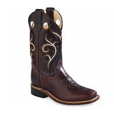 Old West Youth Dark Brown Square Toe Boots