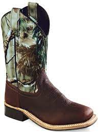 Old West Kids Western Camo Square Toe Boots