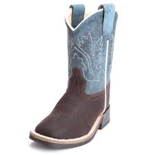 Old West Toddler Snuffed Blue Square Toe Boots