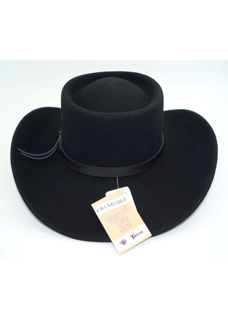Gambler Black Crushable Wool Felt Hat