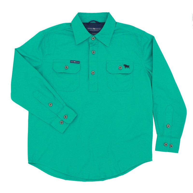 Kids Ringers Western Ord River Half Button Work Shirt Green