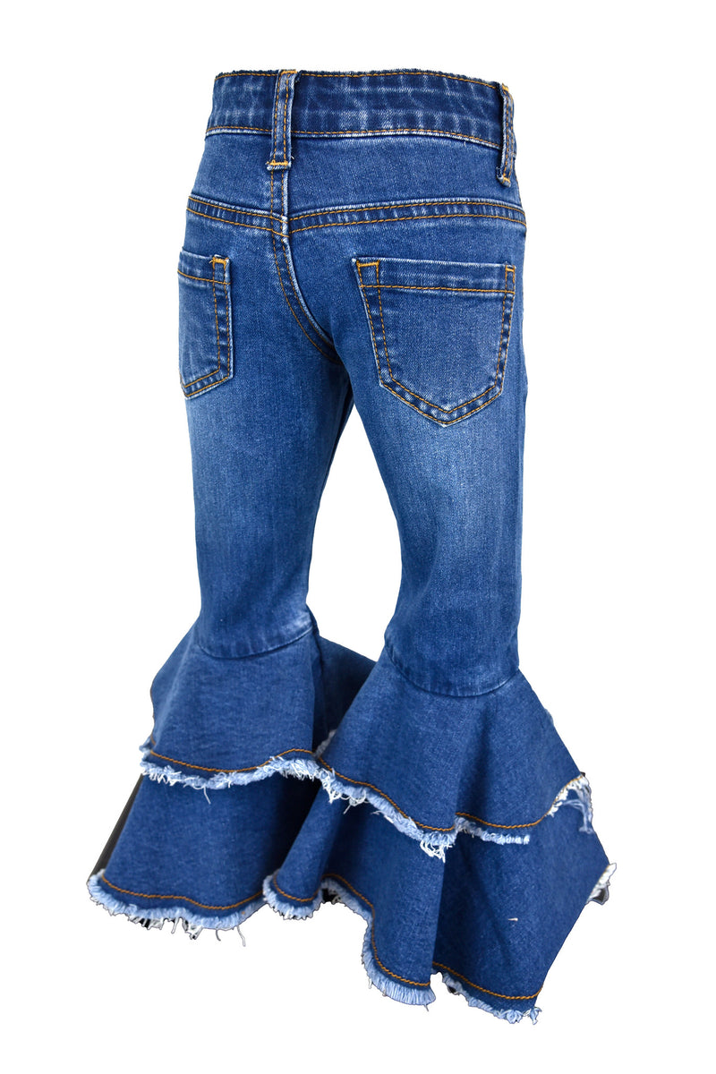 Cowgirl Hardware Girls Double Ruffle Flared Jeans