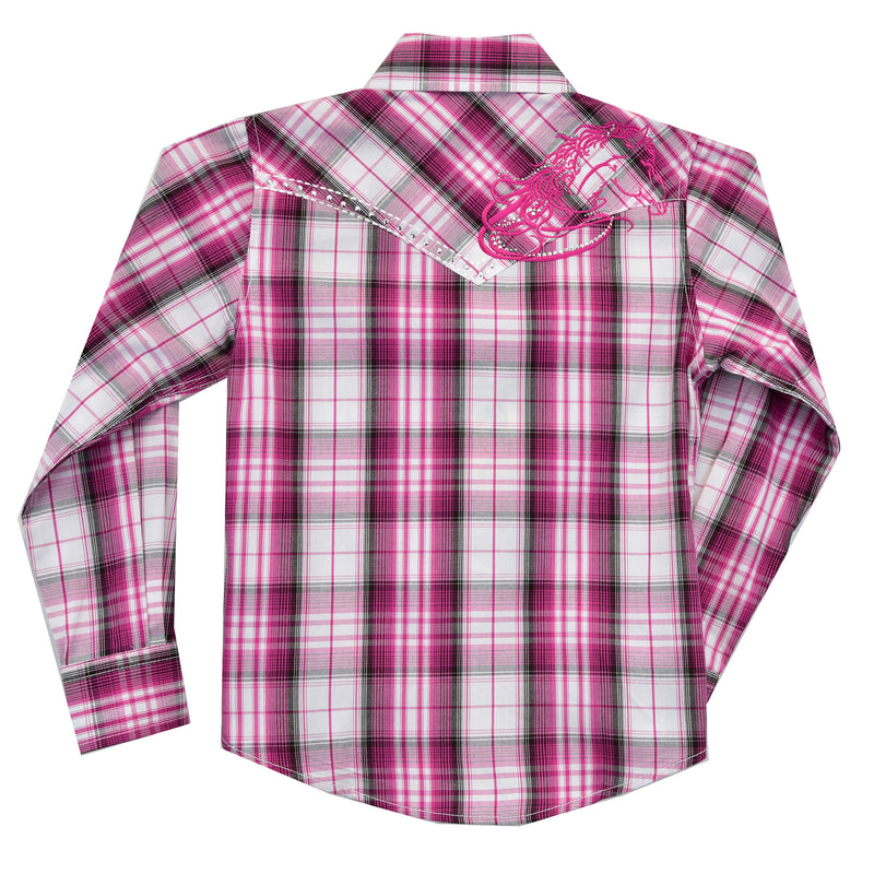 Cowgirl Hardware Girls Hot Pink Plaid Western Shirt
