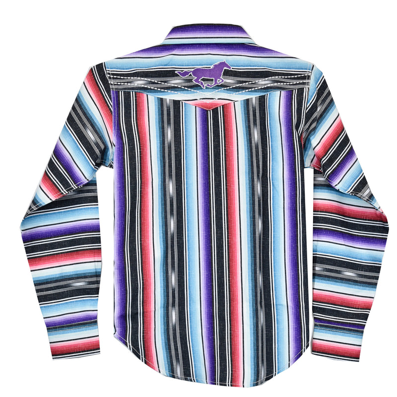 Cowgirl Hardware Girls Black/Purple Serape Western Shirt