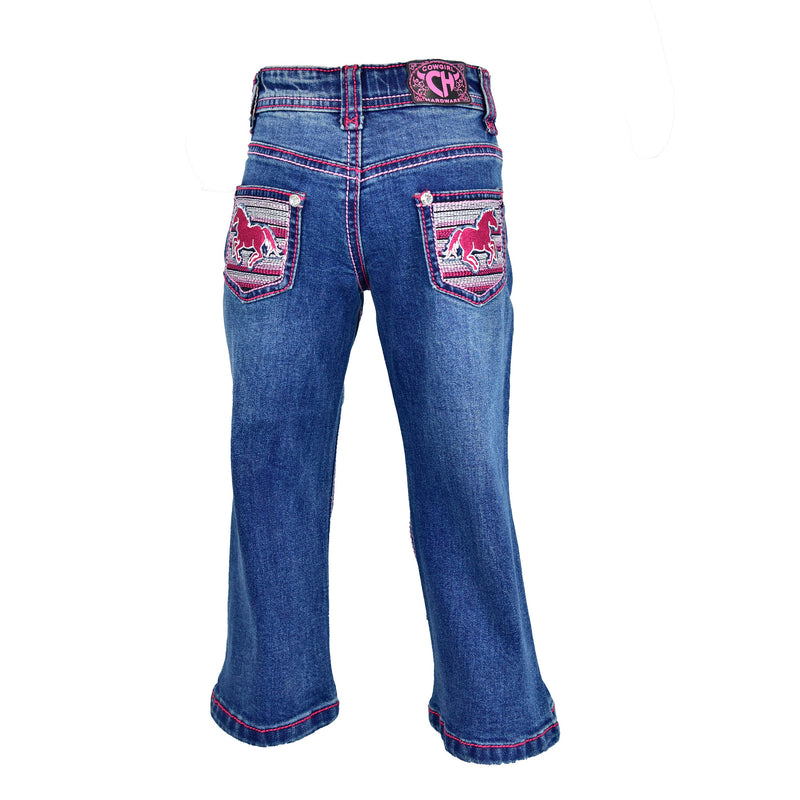Cowgirl Hardware Toddler Girls Hot Pink Sunrise Horse Jeans