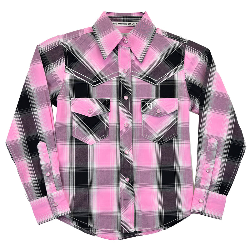 Cowgirl Hardware Toddler Girls Hombre Pink Plaid Shirt