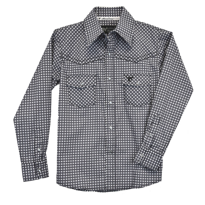 Cowboy Hardware Wavy Square Charcoal Print Shirt