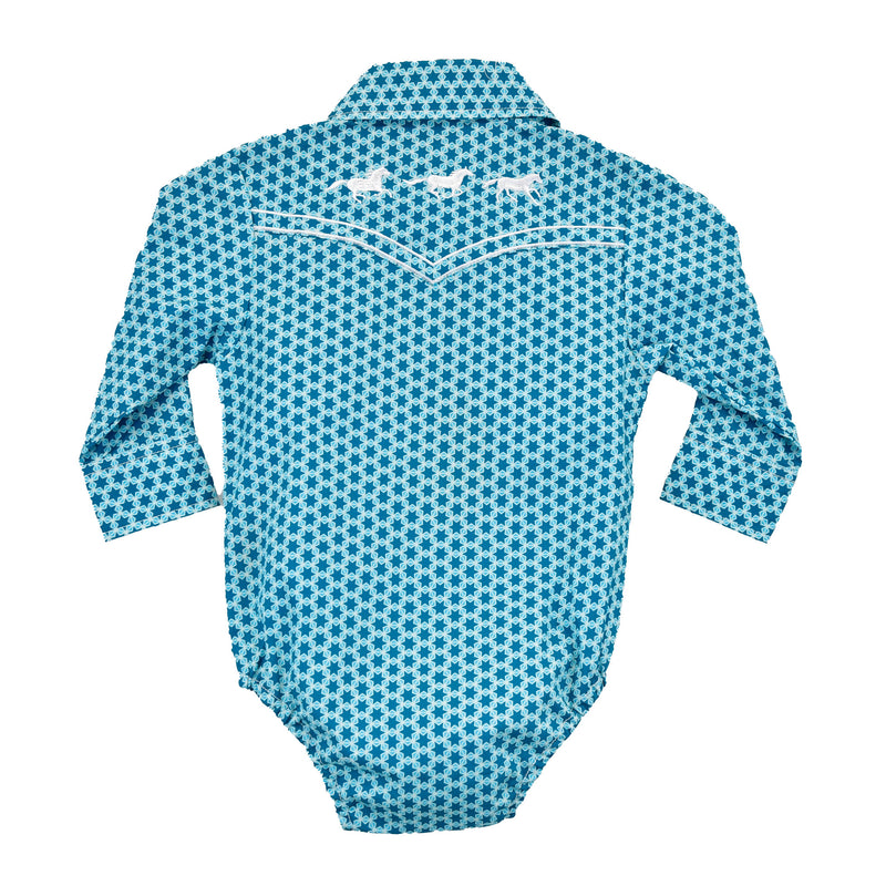 Cowgirl Hardware Infant Girls Turquoise Star Romper