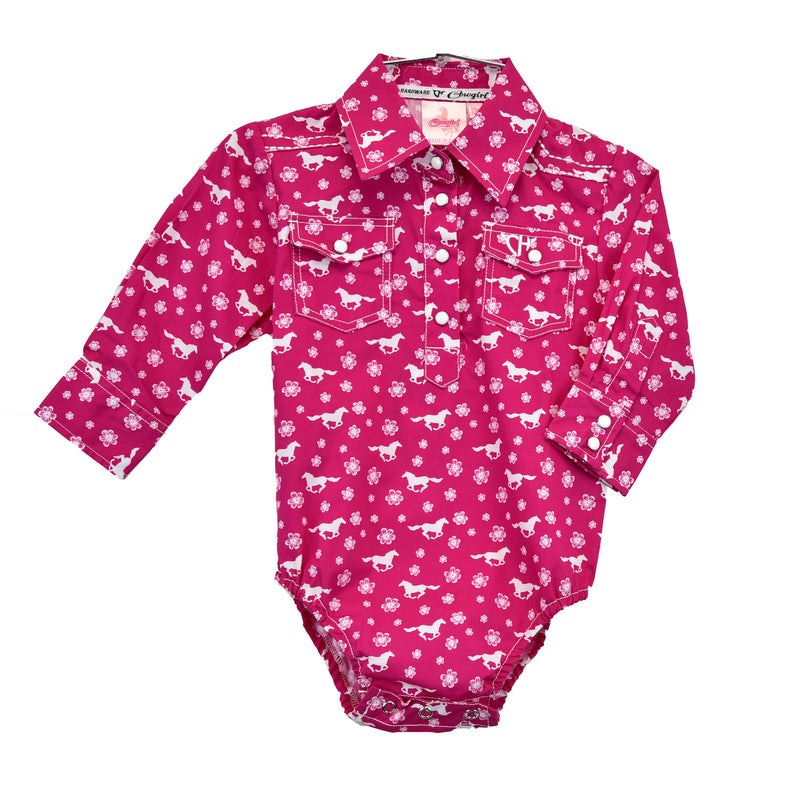 Cowgirl Hardware Infant Girls Hot Pink Daisy Rider Romper