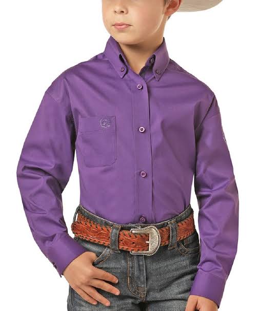Kids Solid Purple Stretch Shirt