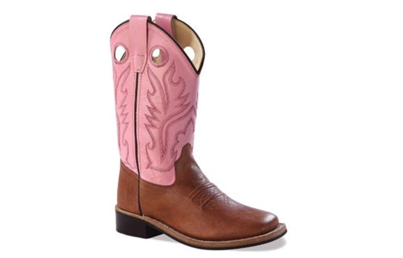 Old West Kids Western Pink Square Toe Boots