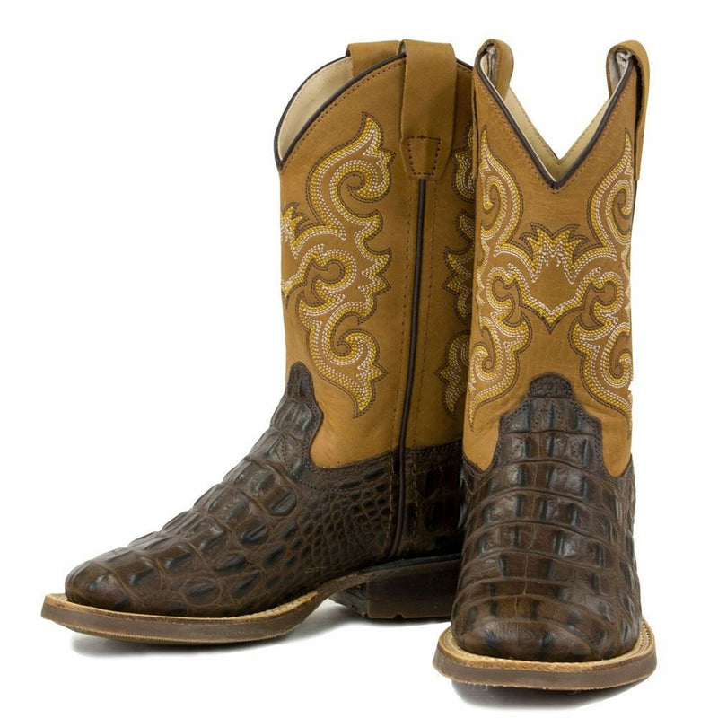 Old West Youth Gator Square Toe Boots