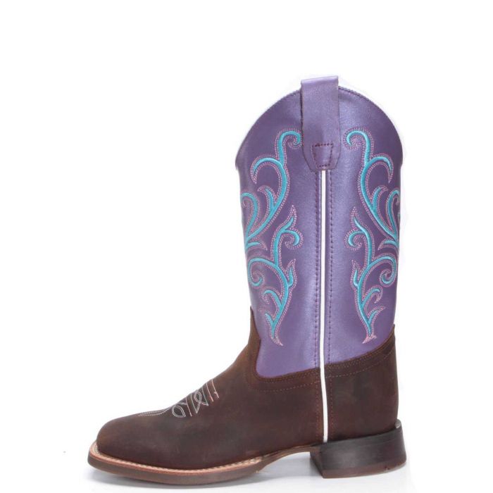 Old West Youth Purple Square Toe Boots