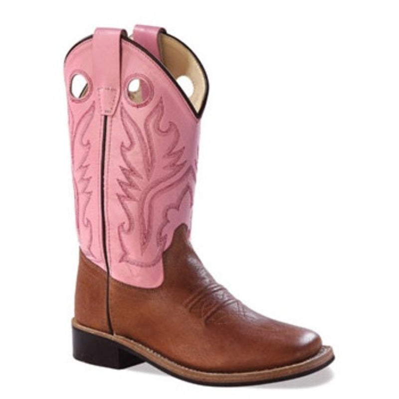 Old West Youth Pink Square Toe Boots