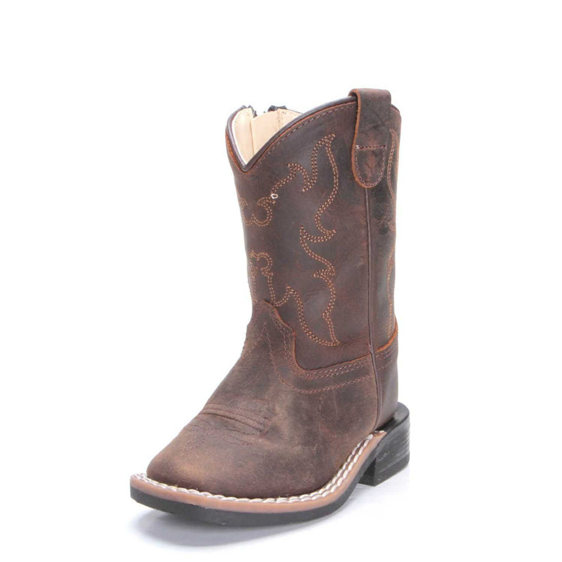 Old West Toddler Brown Square Toe Boots