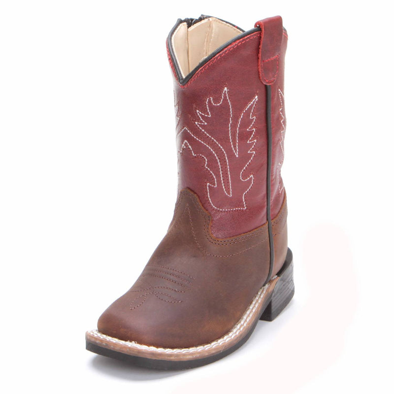 Old West Toddler Burgundy Square Toe Boots