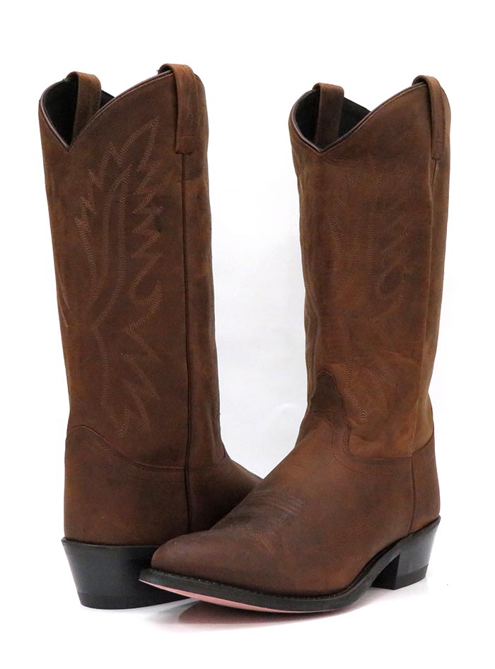 Mens Old West Round Toe Brown Western Boots
